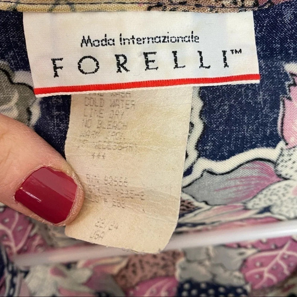 Vintage 80s Floral Printed Button Down Blouse Shoulder Pads Womens Plus Size 1X - Picture 9 of 15